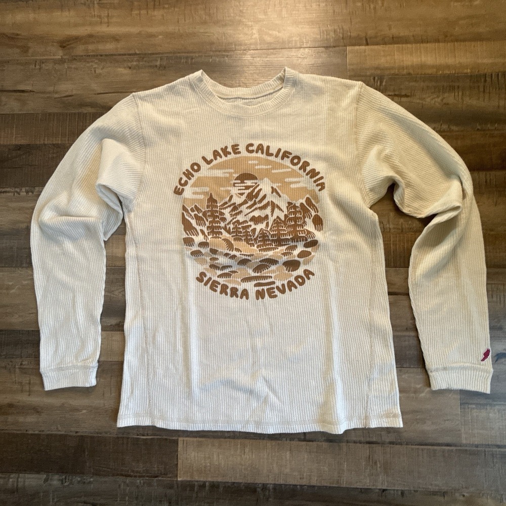 League Waffle Knit Long Sleeve Sz M Echo Lake California